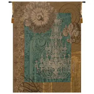 Le Grand Lustre Blue French Tapestry Wall Hanging 58x44 Inch Cotton Jacquard Woven Wall Tapestry