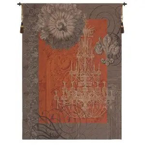 Corley Le Grand Lustre Orange French Tapestry Wall Hanging 58x44 Inch Cotton Jacquard Woven Wall Tapestry