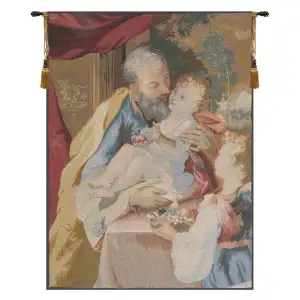 Raphael Joseph Child Religious Vintage Tapestry Wall Hanging 39 x 29 in Renaissance Christian Jacquard Woven Wall Art