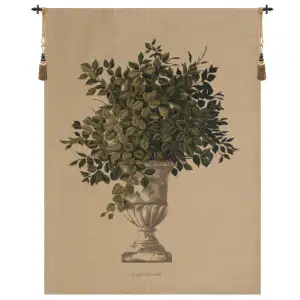 Greenery Beige European Tapestry Wall Hanging 74x56 Inch Cotton Jacquard Woven Wall Tapestry