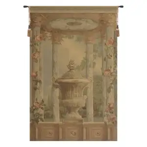 Grecian Urn Belgian Tapestry 52x34 Classical Greek Urn Floral Jacquard Woven Wall Hanging Traditional Home Decor