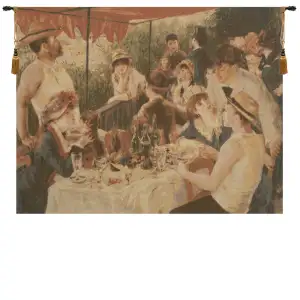 Boaters Belgian Tapestry 53x68 Lake Boating Landscape Jacquard Woven Wall Hanging Traditional European Home Decor