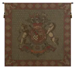 Blason Norfolk Green Square Belgian Tapestry 52x51 Heraldic Coat of Arms Crest Jacquard Woven Wall Hanging Castle Decor