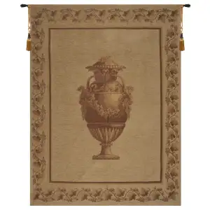Antique Greek Urn Belgian Tapestry 79x60 Classical Urn Floral Jacquard Woven Wall Hanging Traditional European Decor
