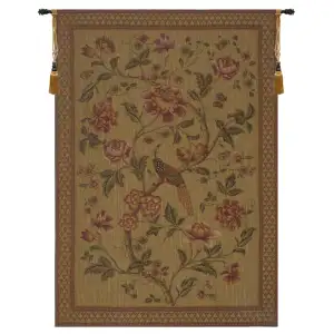 Olde Birds of Paradise Vertical Belgian Tapestry 74x53 Tropical Birds Floral Botanical Jacquard Woven Wall Hanging Home Decor