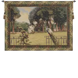 Peacock Manor with Acanthe Decorative Tapestry Wall Hanging 64 x 86 in Peacock Acanthus Garden Jacquard Woven Wall Art