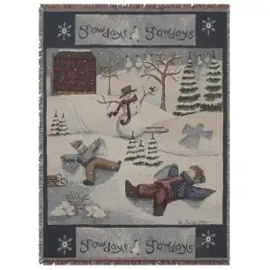 Snow Days Jacquard Woven Afghan Tapestry Throw Blanket 75x55 Inch Winter Holiday Decor