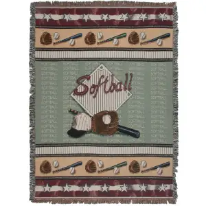 Softball Jacquard Woven Afghan Tapestry Throw Blanket 70x50 Inch Sports Home Decor