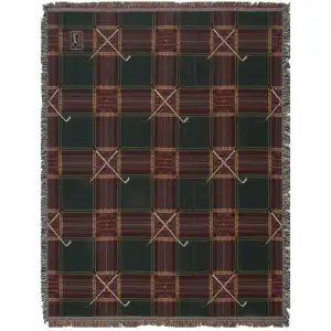 Crossed Golf Clubs Jacquard Woven Afghan Tapestry Throw Blanket 70x52 Inch Golfer Decor