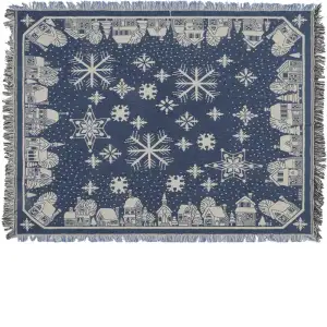 Snowflake Village Jacquard Woven Afghan Tapestry Throw Blanket 60x50 Inch Christmas Winter Decor