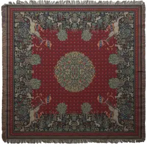 The Unicorn I Belgian Jacquard Woven Tapestry Throw Blanket 58x58 Inch Medieval Decor