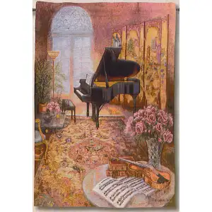 Music Room I Fine Art Tapestry Wall Hanging Jacquard Woven Classical Music Home Decor