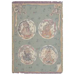 Faith Love Hope and Charity Bears Jacquard Woven Afghan Tapestry Throw 65x45 Inch Decor