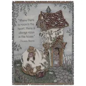 The More the Merrier Jacquard Woven Afghan Tapestry Throw Blanket 70x50 Inch Decorative Decor