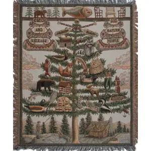 The Outdoorsman Jacquard Woven Afghan Tapestry Throw Blanket 60x50 Inch Hunting Fishing Decor