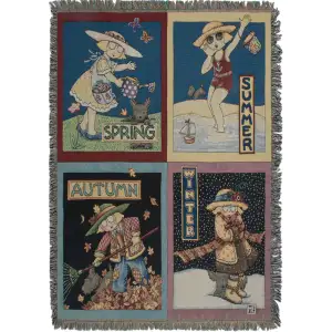 Seasons Jacquard Woven Afghan Tapestry Throw Blanket 70x50 Inch Seasonal Home Decor