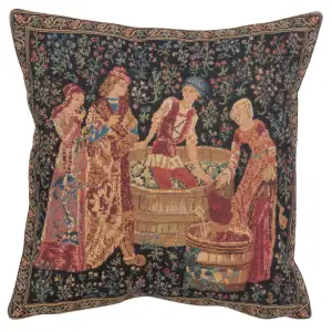 The Wine Press Belgian Tapestry Pillow Cover 14x14 Inch Cotton Jacquard Woven Cushion Cover