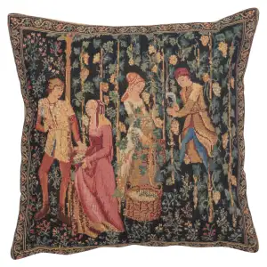 The Harvest Belgian Tapestry Pillow Cover 13x13 Inch Cotton Jacquard Woven Cushion Cover