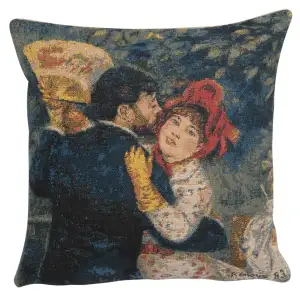 Danse A La Campagne Belgian Tapestry Pillow Cover 13x13 Inch Cotton Jacquard Woven Cushion Cover