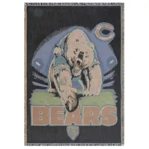 Chicago Bears Jacquard Woven Afghan Tapestry Throw Blanket 60x40 Inch Football Fan Decor