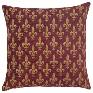 Napoleon Fleur de Lys Rouge Tapestry Pillow Cover 18x18 Inch Cotton Jacquard Woven Cushion Cover