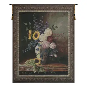 Floral Sonnet Fine Art Tapestry Wall Hanging  47x38 Inch Cotton Jacquard Woven Wall Tapestry
