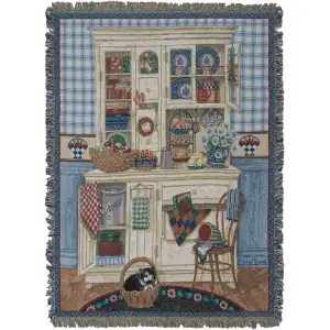 Country Kitchen Jacquard Woven Afghan Tapestry Throw Blanket 70x50 Inch Farmhouse Decor