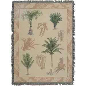 Palm Trees and Pineapples Jacquard Woven Afghan Tapestry Throw Blanket 70x50 Inch Tropical Decor