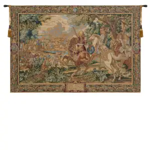 Medieval Re Sole Vintage Tapestry Wall Hanging 26 x 37 in Sun King Renaissance Jacquard Woven Wall Art
