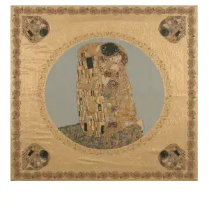 Bacio Table Mat Italian Tapestry 55x55 Gustav Klimt Kiss Art Nouveau Jacquard Woven Decorative Wall Art