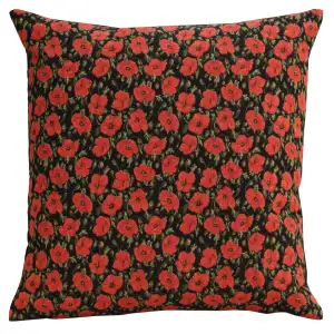 Vincent Van Gogh Red Poppies Tapestry Pillow Cover 18x18 Inch Cotton Jacquard Woven Cushion Cover