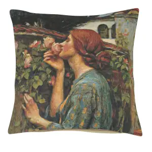 John William Waterhouse Soul of the Rose Tapestry Pillow Cover 18x18 Inch Cotton Jacquard Woven Cushion Cover