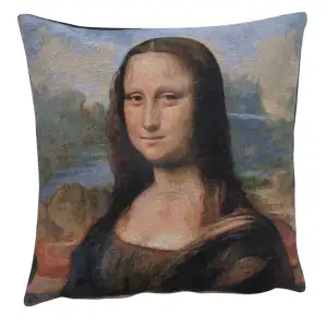 Leonardo da Vinci Mona Lisa II Tapestry Pillow Cover 18x18 Inch Cotton Jacquard Woven Cushion Cover