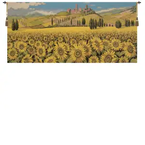 Alberto Passini Tuscan Sunflower Wide Landscape Italian Tapestry Wall Hanging 25x53 Inch Cotton Jacquard Woven Wall Tapestry