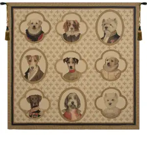 Dogs of Honor Tapestry Wall Hanging 54 x 56 in Hunting Dogs Traditional Jacquard Woven Wall Art Home Decor