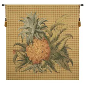 Tropical Pineapple Square European Tapestry Wall Hanging 56x54 Inch Cotton Jacquard Woven Wall Tapestry