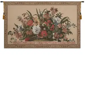 Jan van Huysum Ann's Floral Basket Large European Tapestry Wall Hanging 54x88 Inch Cotton Jacquard Woven Wall Tapestry