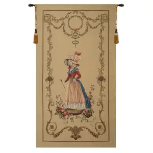 A Lady Waiting European Tapestry Wall Hanging 86x49 Inch Cotton Jacquard Woven Wall Tapestry