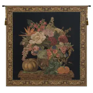 Hugh van Eyck Fragrant Pedestal Black European Tapestry Wall Hanging 36x36 Inch Cotton Jacquard Woven Wall Tapestry