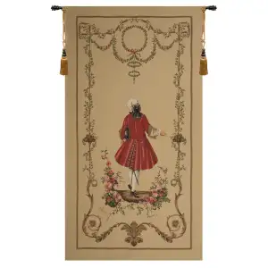A Gentleman's Departure Large European Tapestry Wall Hanging 88x49 Inch Cotton Jacquard Woven Wall Tapestry