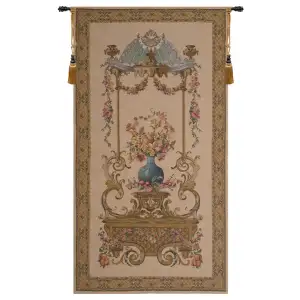 Floral Vase in a Gazebo European Tapestry Wall Hanging 63x35 Inch Cotton Jacquard Woven Wall Tapestry