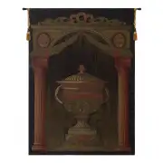 Olde World Filigree Urn Black European Tapestry Wall Hanging