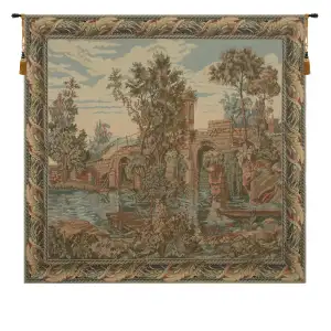 Landscaped Bridge European Tapestry Wall Hanging 68x64 Inch Cotton Jacquard Woven Wall Tapestry