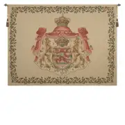 Lion Crest Beige Large European Tapestry Wall Hanging
