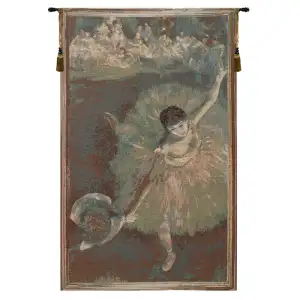Ballet Dancer in Green Belgian Tapestry 41x25 Ballerina Figurative Art Jacquard Woven Wall Hanging Home Decor