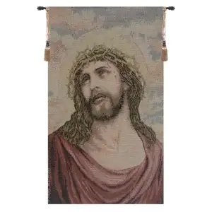 Christ Thorns on Head European Tapestry Wall Hanging 21x12 Inch Cotton Jacquard Woven Wall Tapestry