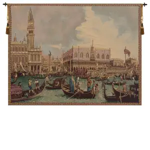 Bucintoro Italian Tapestry Wall Hanging 38x54 Inch Cotton Jacquard Woven Wall Tapestry - B - H 26" x W 34"