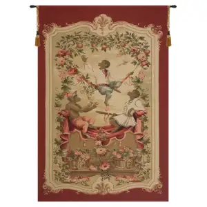 Jan Brueghel de Velours Monkey's Paradise in Red European Tapestry Wall Hanging 84x57 Inch Cotton Jacquard Woven Wall Tapestry