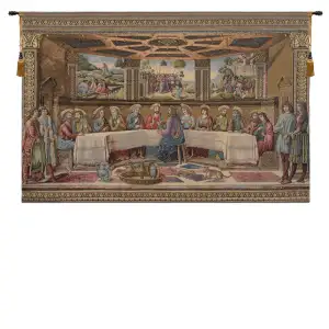 Cosimo Rosselli Last Supper Religious Tapestry Wall Hanging 35 x 53 in Christian Renaissance Jacquard Woven Wall Art