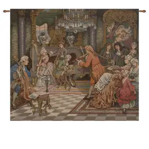 Francois Boucher Concerto Piccolo Tapestry Wall Hanging 27 x 31 in Rococo Music Scene Jacquard Woven Wall Art